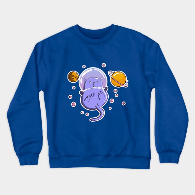 Cosmic Cat Crewneck Sweatshirt by Mad Panda